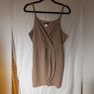 VENUS Beige Wrap Mini Dress